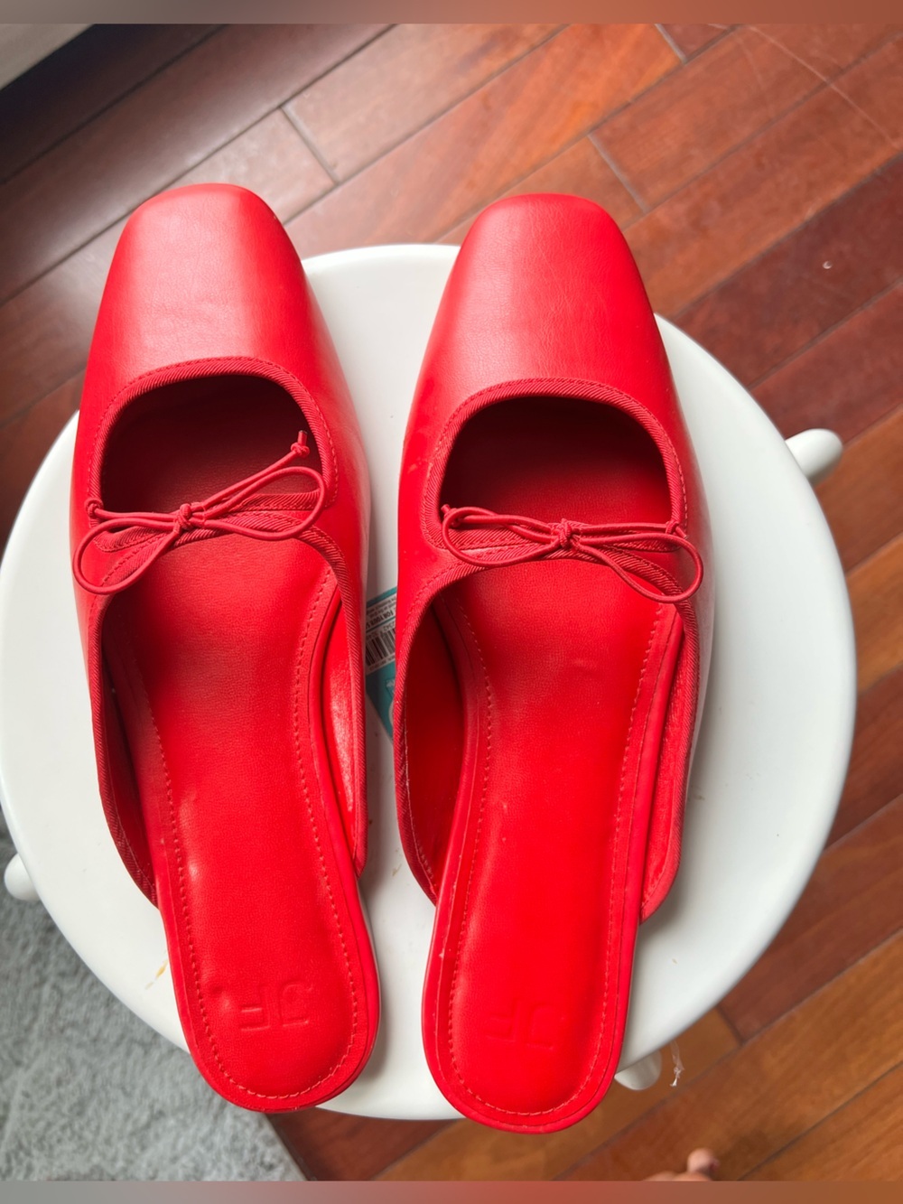 Seraphine Red Square-Toe Slip-On Mules with Bow Detail - Picture 6 of 7